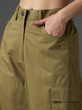 Olive Twill Box Pocket Straight Cargo Pants-SASSAFRAS