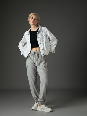 Grey Melange Side Pocket Joggers-SASSAFRAS