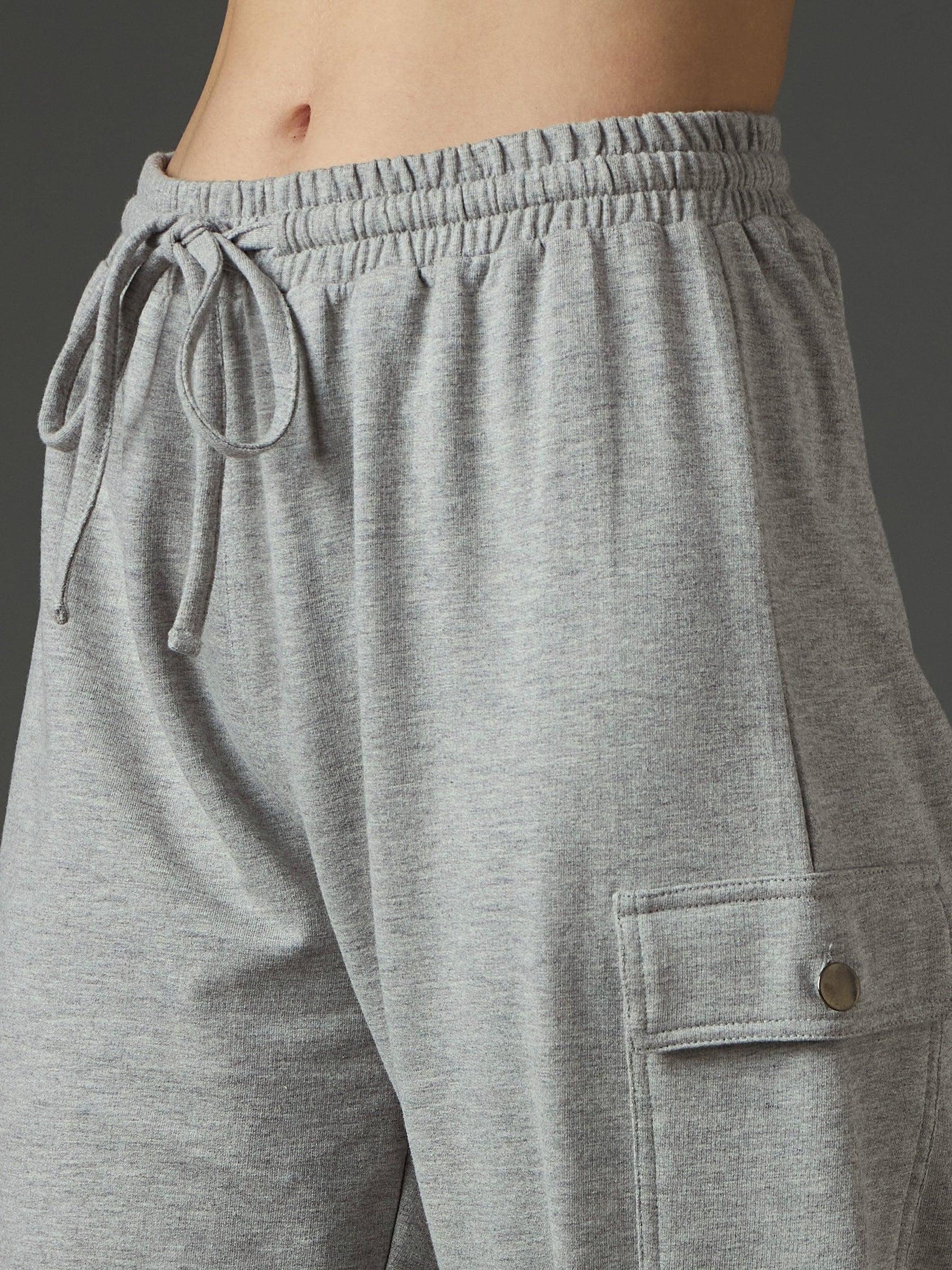 Grey Melange Side Pocket Joggers-SASSAFRAS
