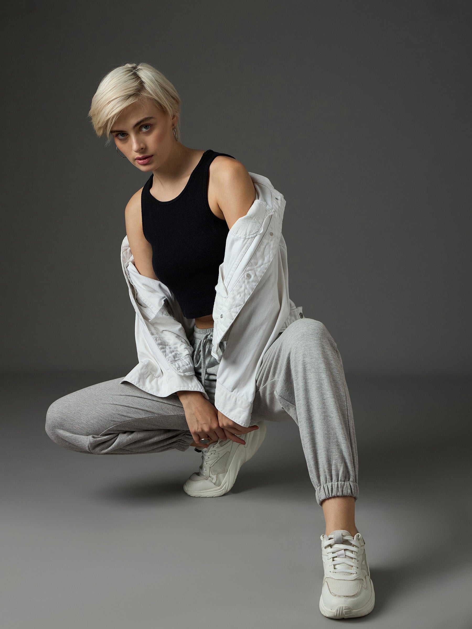 Grey Melange Side Pocket Joggers-SASSAFRAS