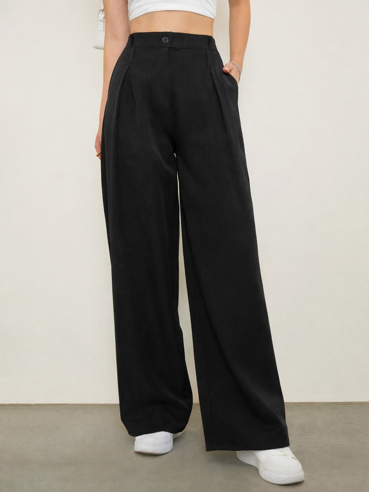 Black Inverted Pleat Relax Fit Korean Pants-SASSAFRAS BASICS