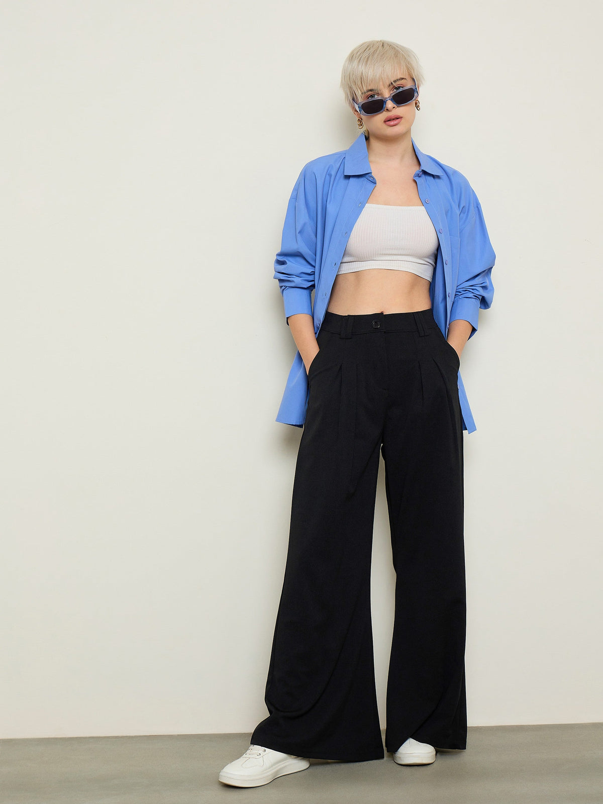Black Pleated Double Loop Korean Pants-SASSAFRAS BASICS