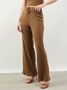 Tan Rib Drawstring Pants-SASSAFRAS BASICS