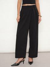 Black Wrap Straight Pants-SASSAFRAS