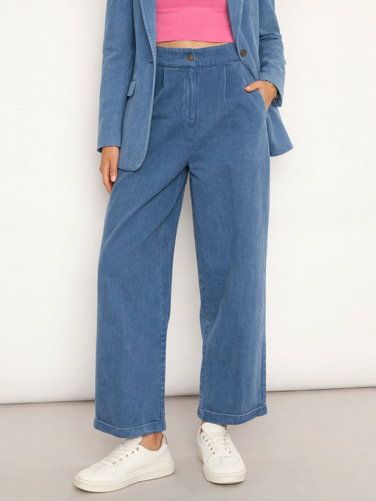 Blue Overdyed Twill Straight Pants -SASSAFRAS