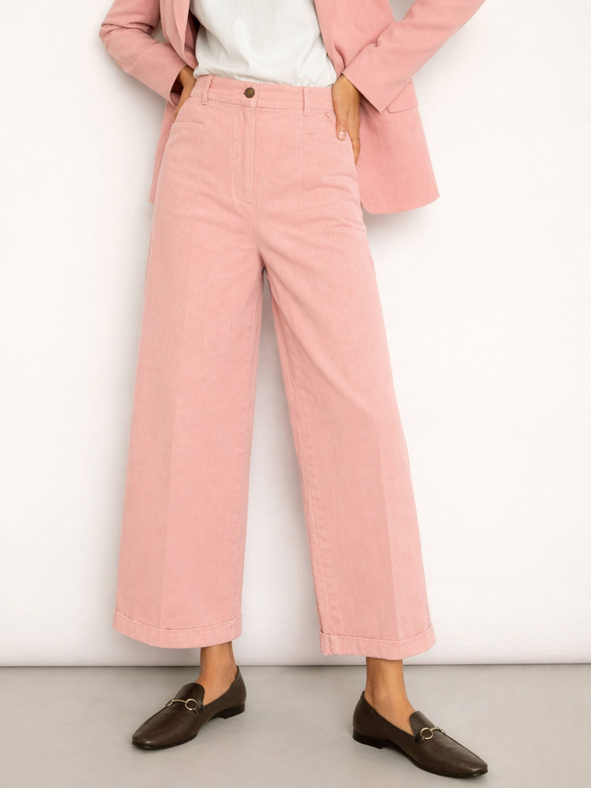Pink Overdyed Twill Straight Pants -SASSAFRAS