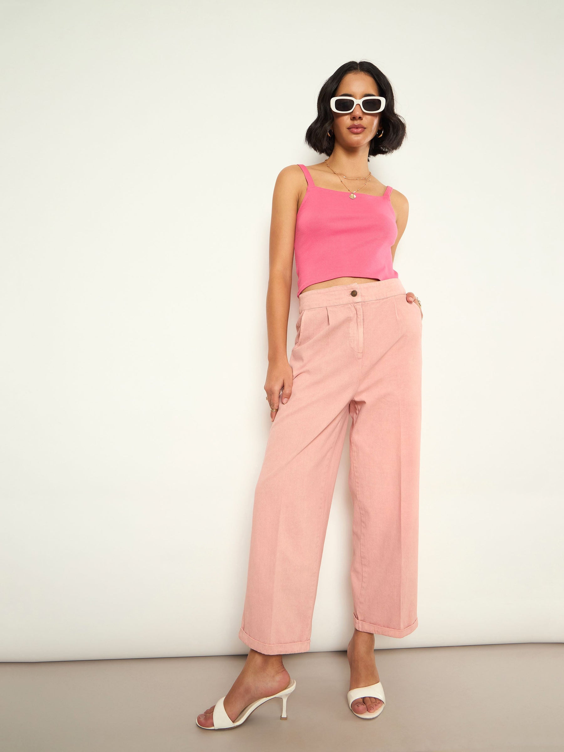 Pink Overdyed Twill Straight Pants -SASSAFRAS