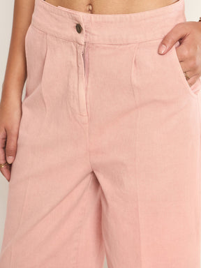 Pink Overdyed Twill Straight Pants -SASSAFRAS