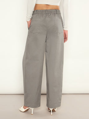 Grey Overlap Pleated Korean Pants-SASSAFRAS