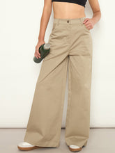 Beige Twill Straight Fit Pants-SASSAFRAS