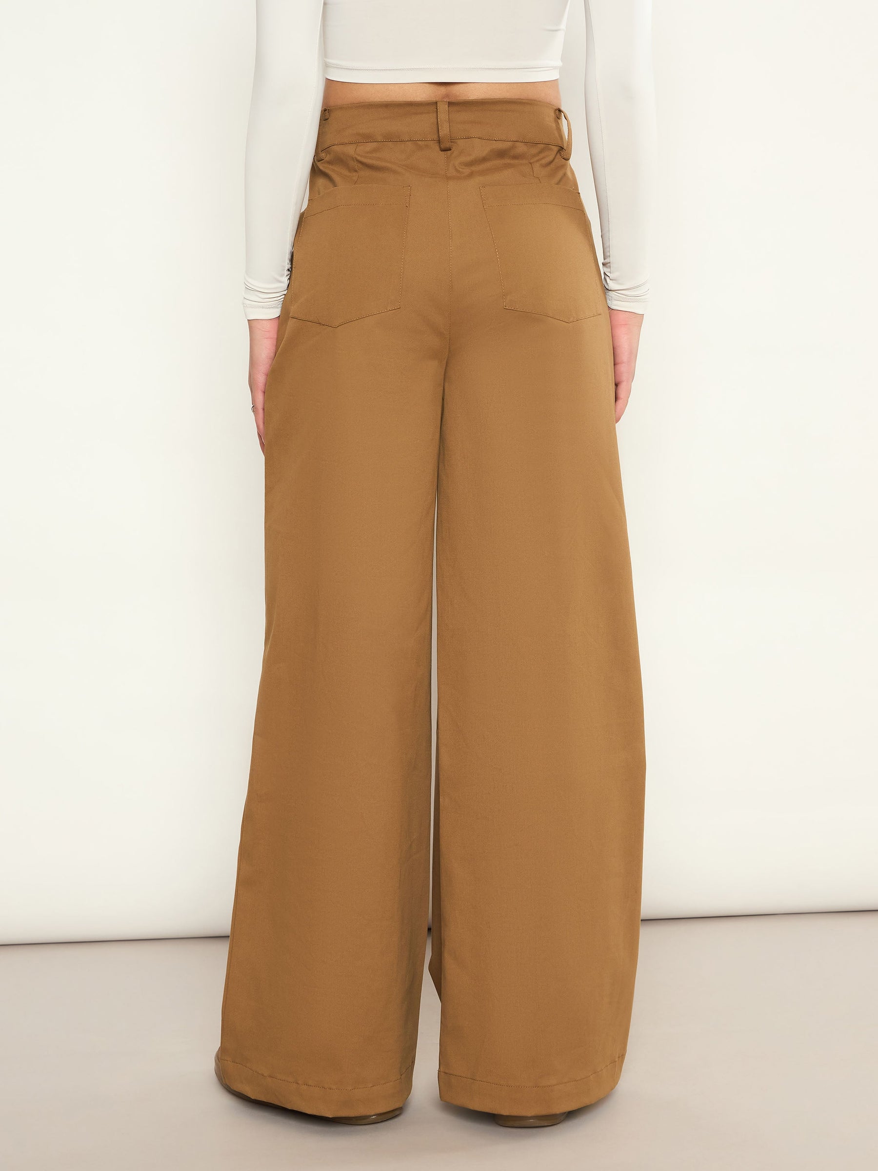 Brown Twill Straight Fit Pants-SASSAFRAS