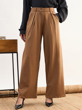 Tan Brown High-Rise Inverted Box Pleat Pants-SASSAFRAS worklyf