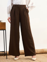 Coffee Brown High-Rise Inverted Box Pleat Pants-SASSAFRAS worklyf
