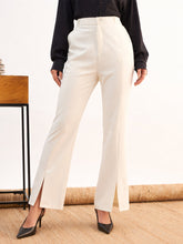 White Front Slit Bellbottom Pants-SASSAFRAS worklyf