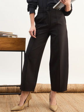 Black Darted Slouchy Pants-SASSAFRAS worklyf
