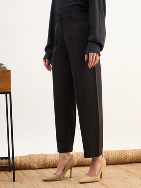 Black Darted Slouchy Pants-SASSAFRAS worklyf