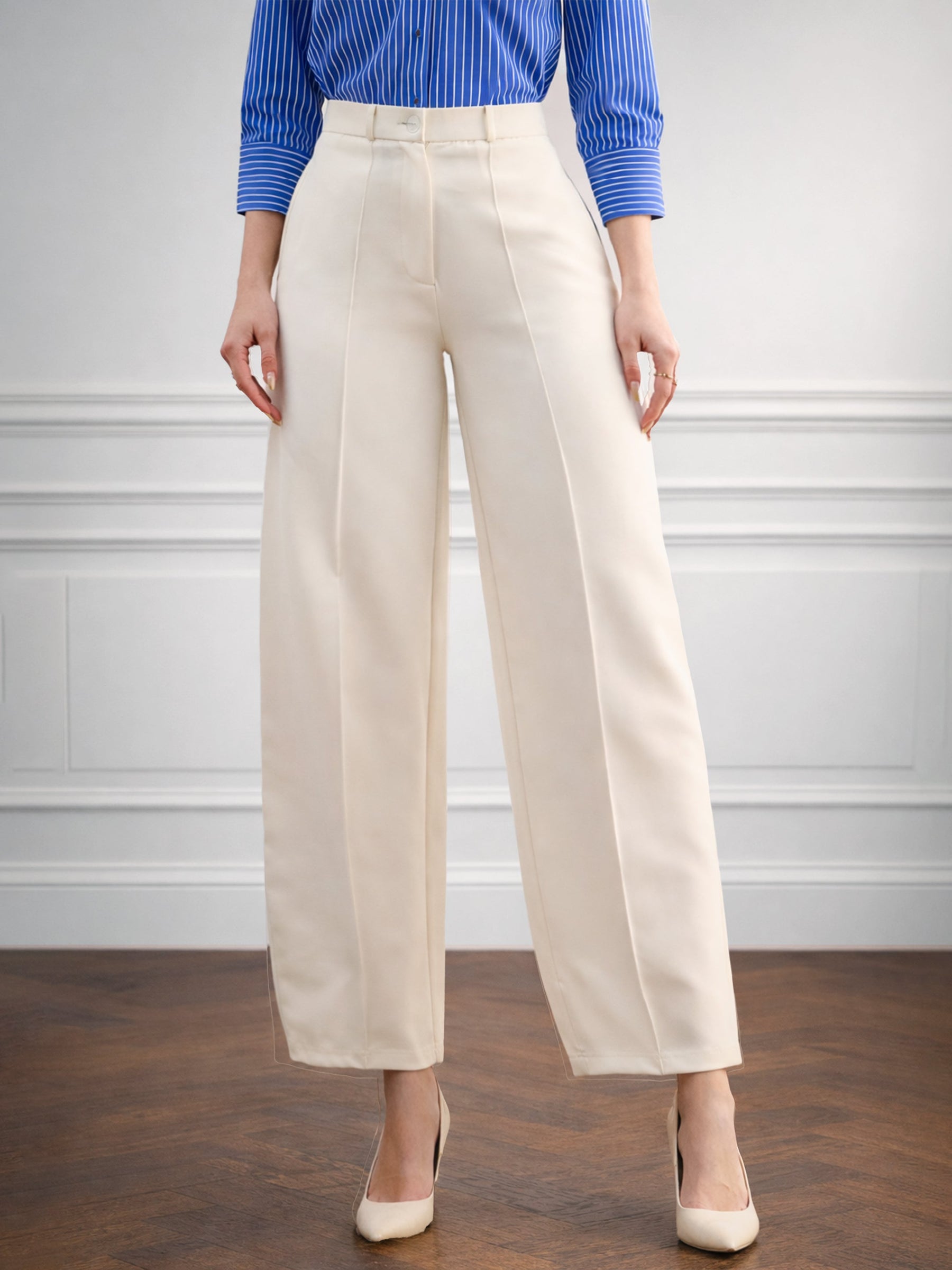 White Darted Slouchy Pants-SASSAFRAS worklyf