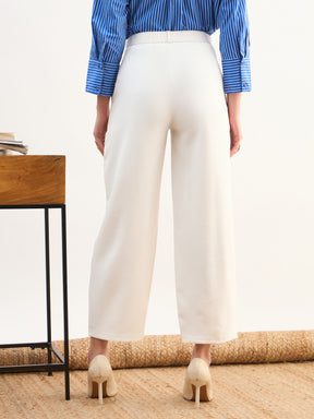 White Darted Slouchy Pants-SASSAFRAS worklyf