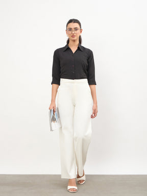 White Roma Straight Fit Pants-SASSAFRAS worklyf