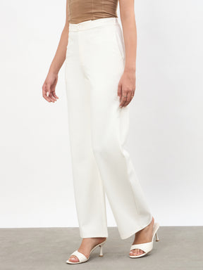 White Roma Straight Fit Pants-SASSAFRAS worklyf