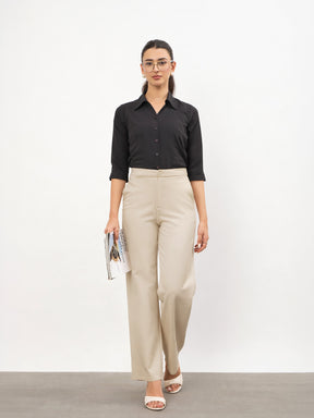 Beige Roma Straight Fit Pants-SASSAFRAS worklyf