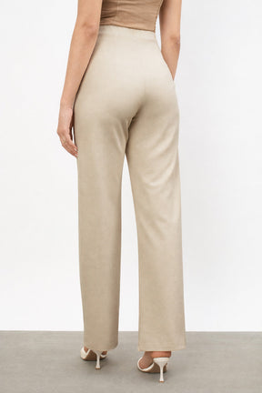 Women Beige Roma Straight Fit Pants