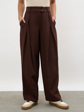Dark Brown Overlapping Pleats Korean Pants-SASSAFRAS