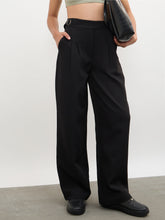 Black Double Waist Adjuster Korean Pants-SASSAFRAS