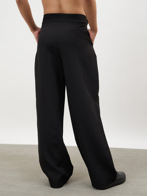 Black Double Waist Adjuster Korean Pants-SASSAFRAS
