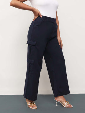 Navy Multi Pockets Cargo Pants -SASSAFRAS Curve