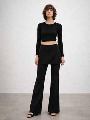 Black Minnie Out Layer Skirt Pants-SASSAFRAS