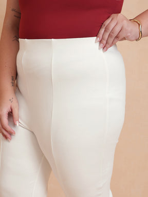 White Roma Side Slit Jegging-SASSAFRAS Curve