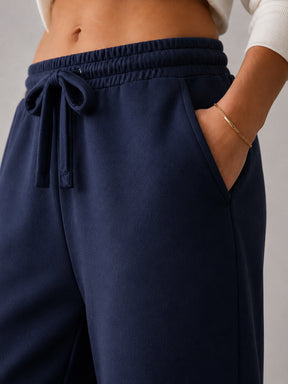 Navy Terry Track Pants-SASSAFRAS