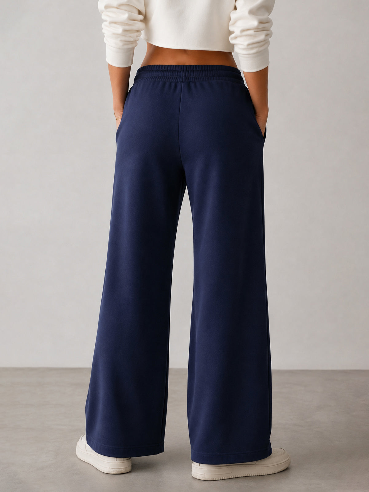 Navy Terry Track Pants-SASSAFRAS