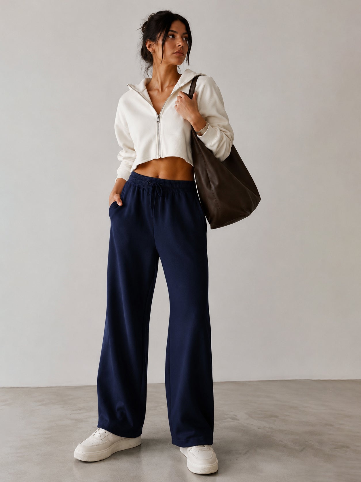 Navy Terry Track Pants-SASSAFRAS