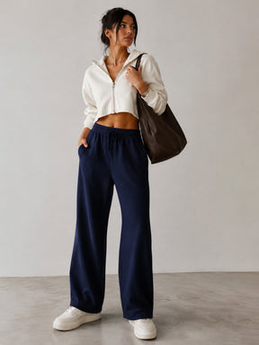 Navy Terry Track Pants-SASSAFRAS