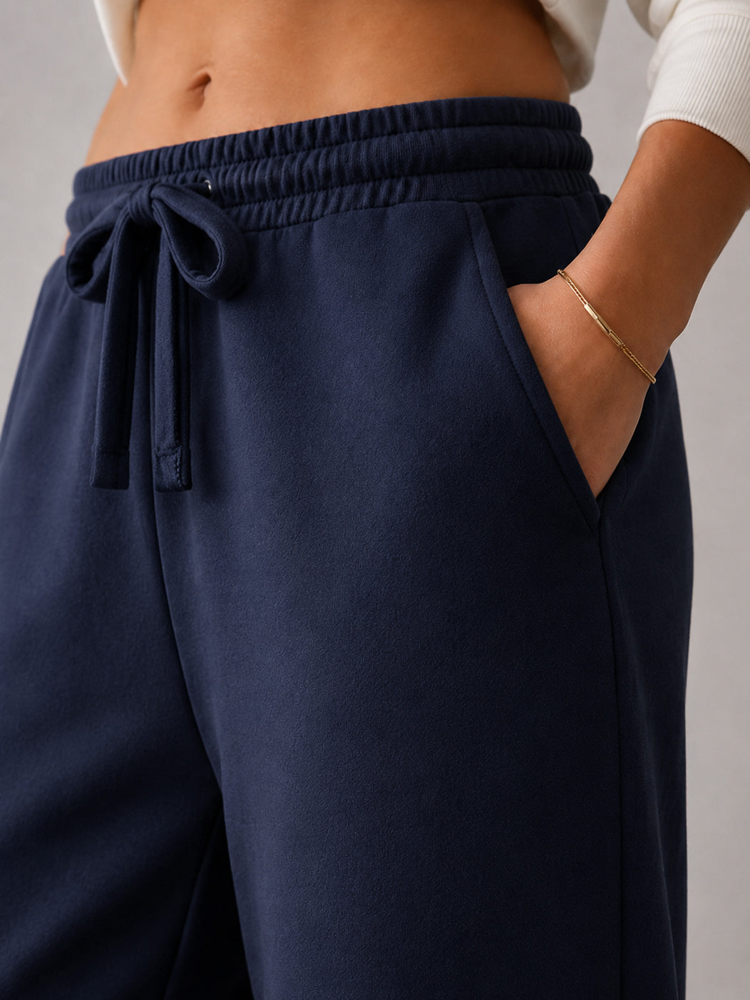 Navy Terry Track Pants-SASSAFRAS