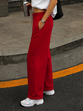 Red Terry Track Pants-SASSAFRAS