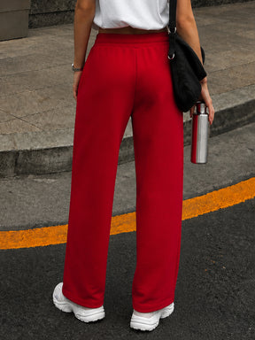 Red Terry Track Pants-SASSAFRAS