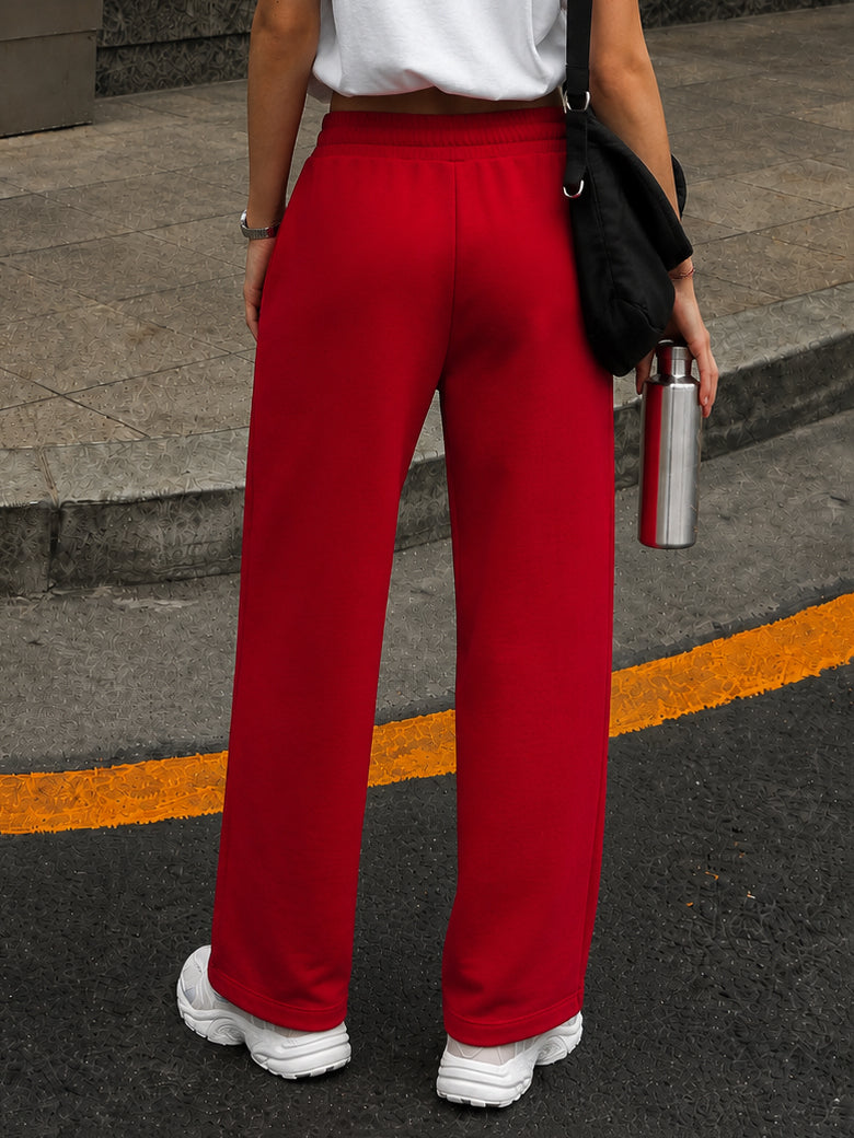 Red Terry Track Pants-SASSAFRAS