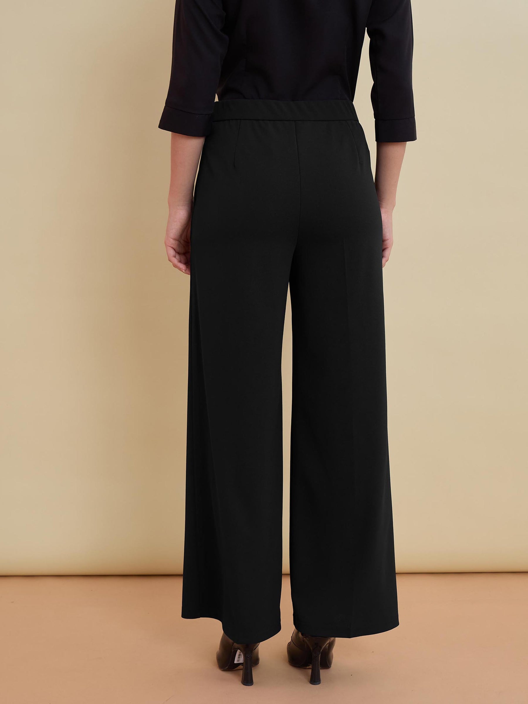 Black Front Darted Golden Button Straight Pants-SASSAFRAS worklyf