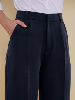 Navy High-Rise Formal Trousers-SASSAFRAS worklyf