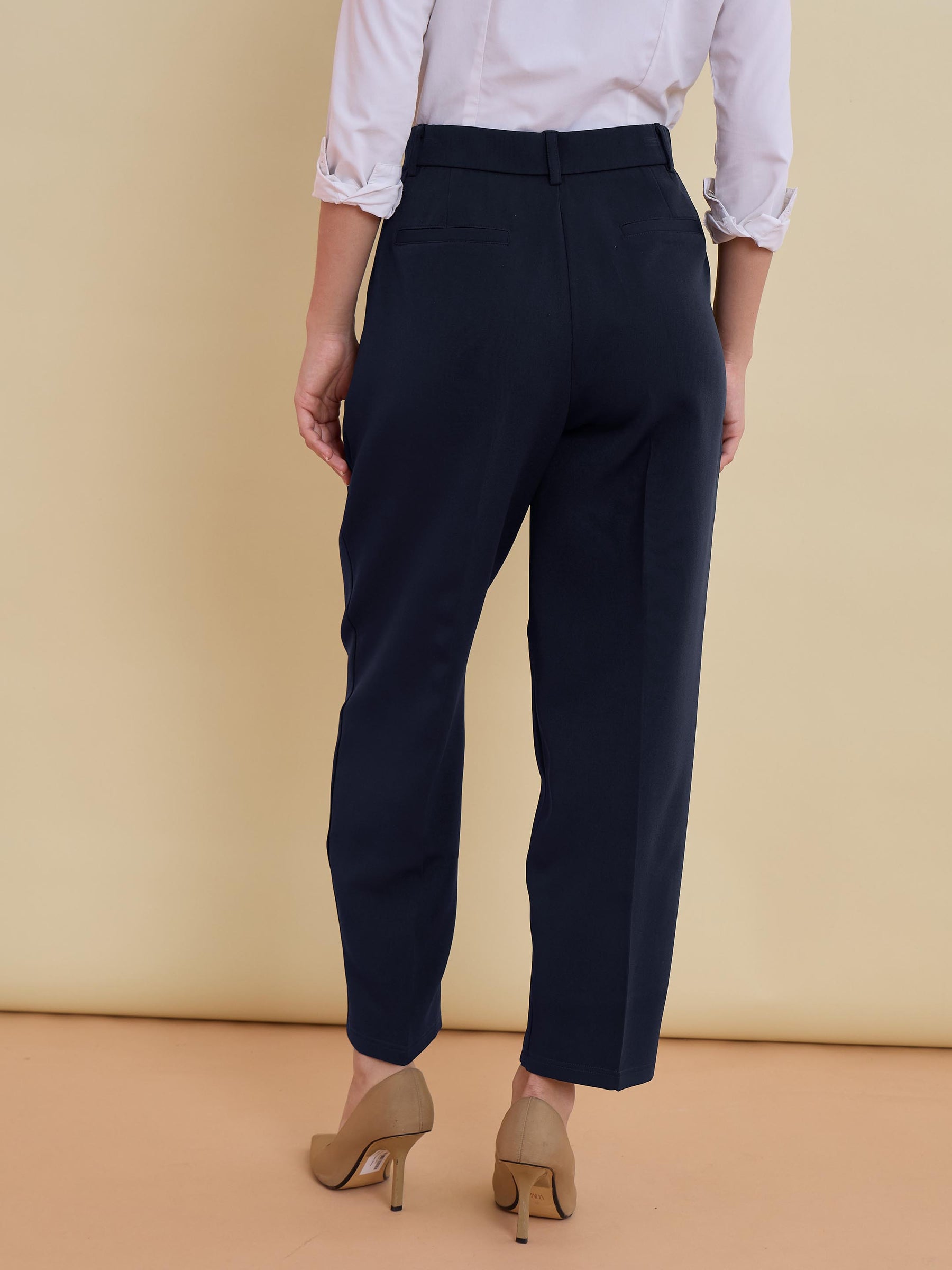 Navy High-Rise Formal Trousers-SASSAFRAS worklyf