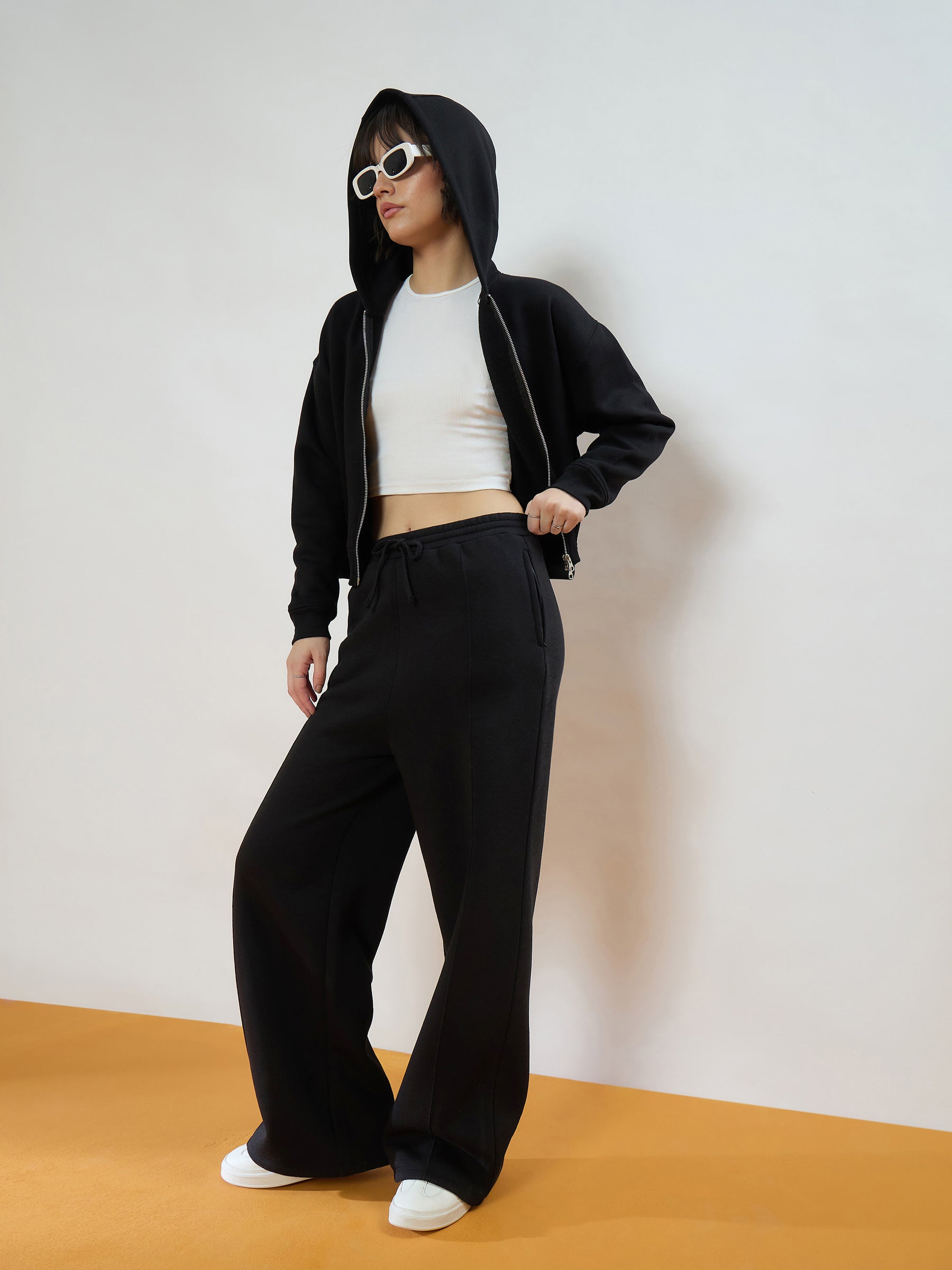 Black Fleece Conceal Zipper Pockets Track Pants-SASSAFRAS