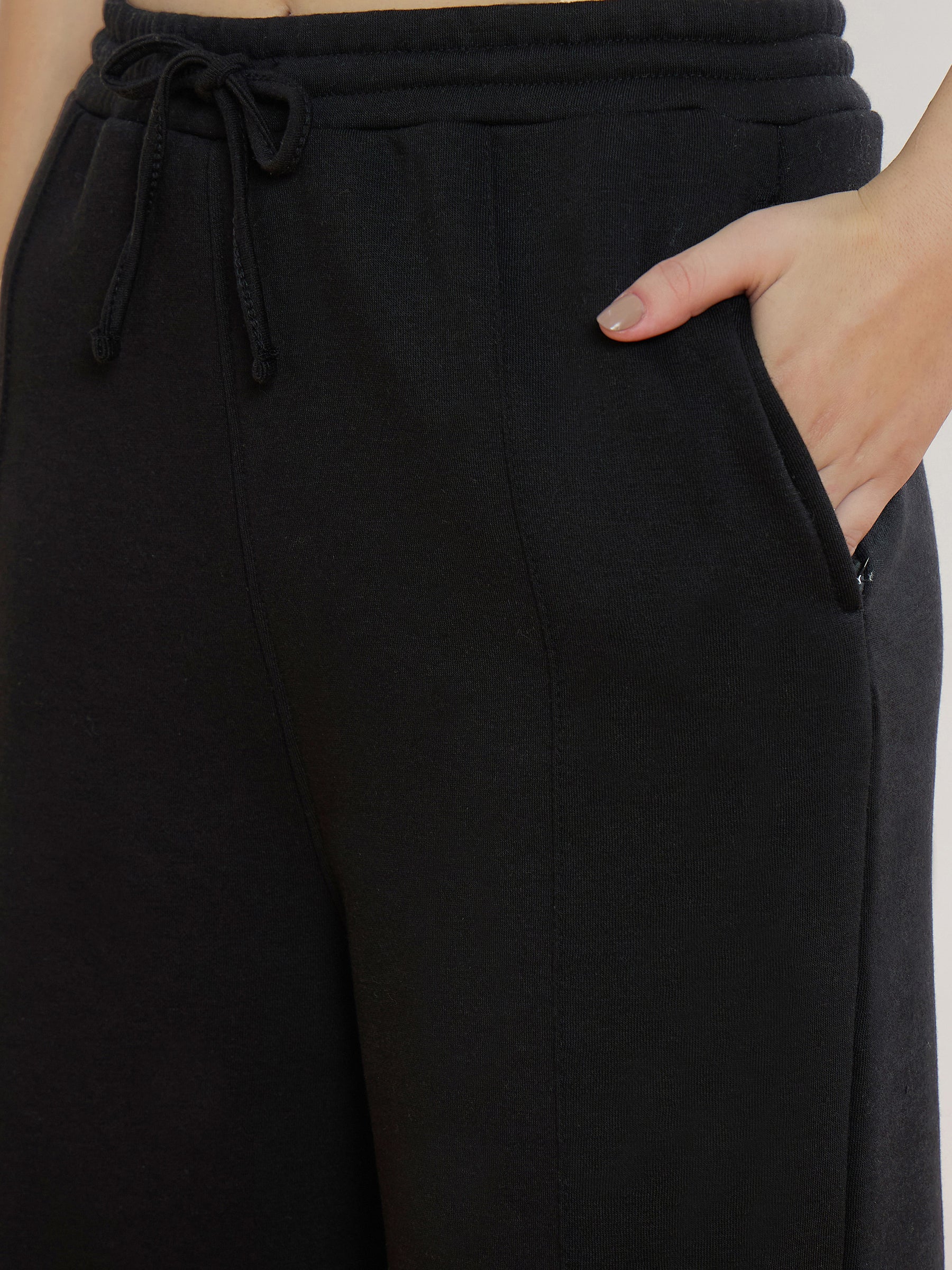 Black Fleece Conceal Zipper Pockets Track Pants-SASSAFRAS