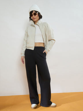 Black Fleece Side Pockets Track Pants-SASSAFRAS