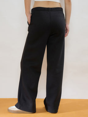 Black Fleece Side Pockets Track Pants-SASSAFRAS