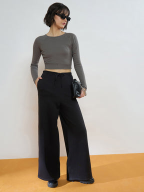 Black Fleece Side Pocket Track Pants-SASSAFRAS