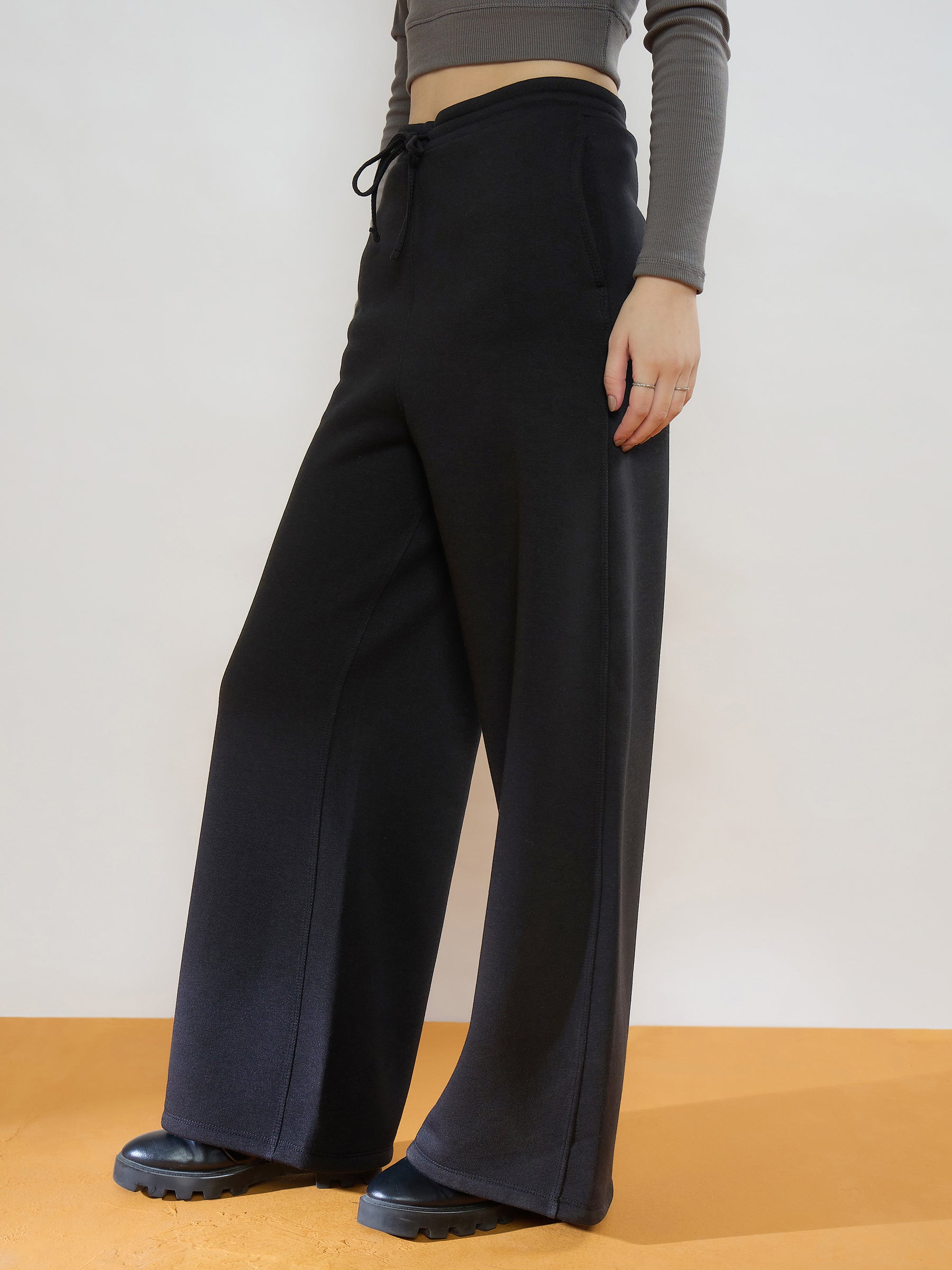 Black Fleece Side Pocket Track Pants-SASSAFRAS