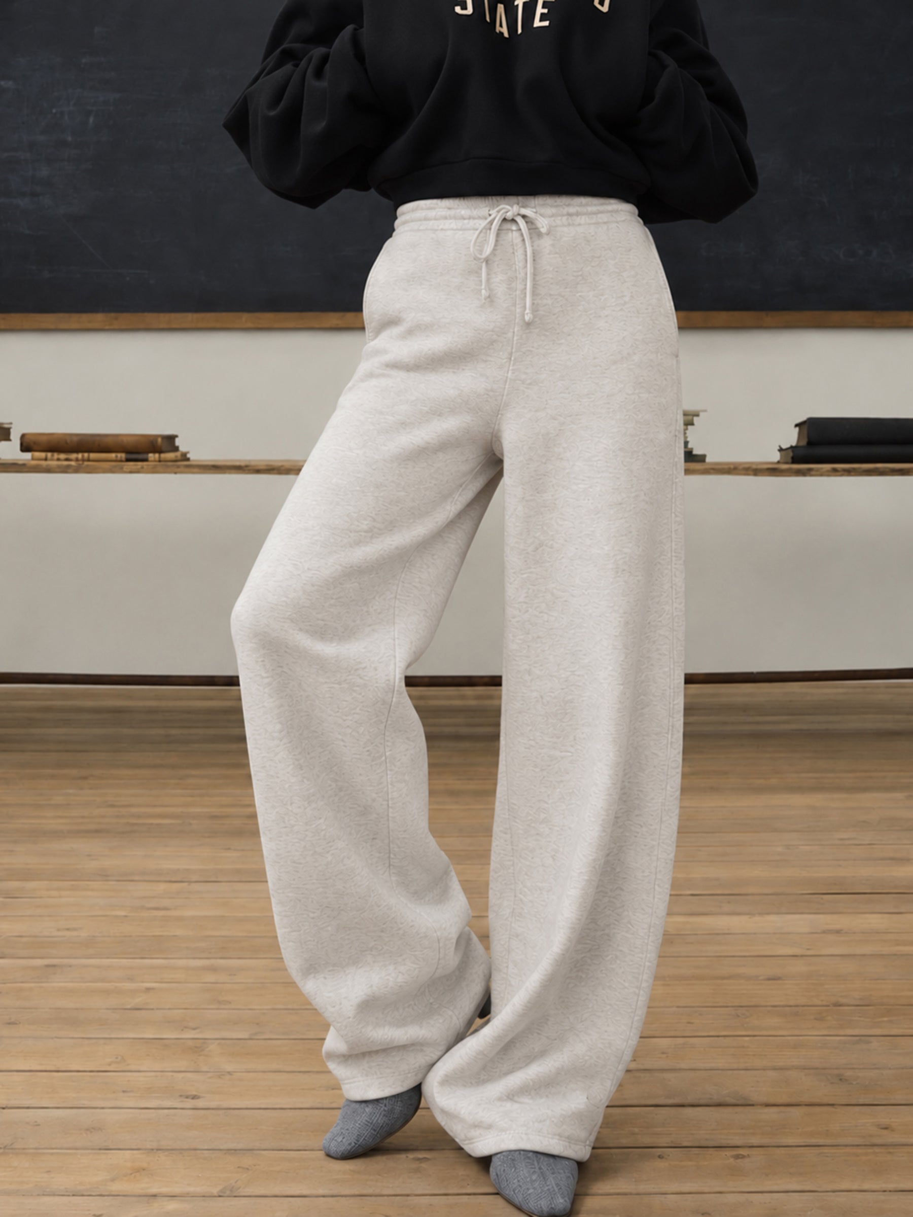 Off-White Melange Fleece Side Pocket Track Pants -SASSAFRAS